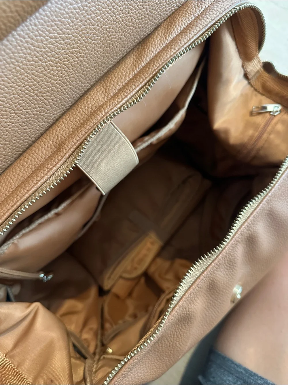 Tan Pebbled Leather Baby Backpack